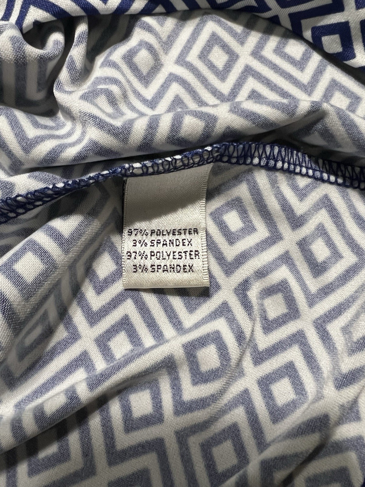 Sport Haley Ladies Geometric Navy/White Shirt with Zipper Accent Size M