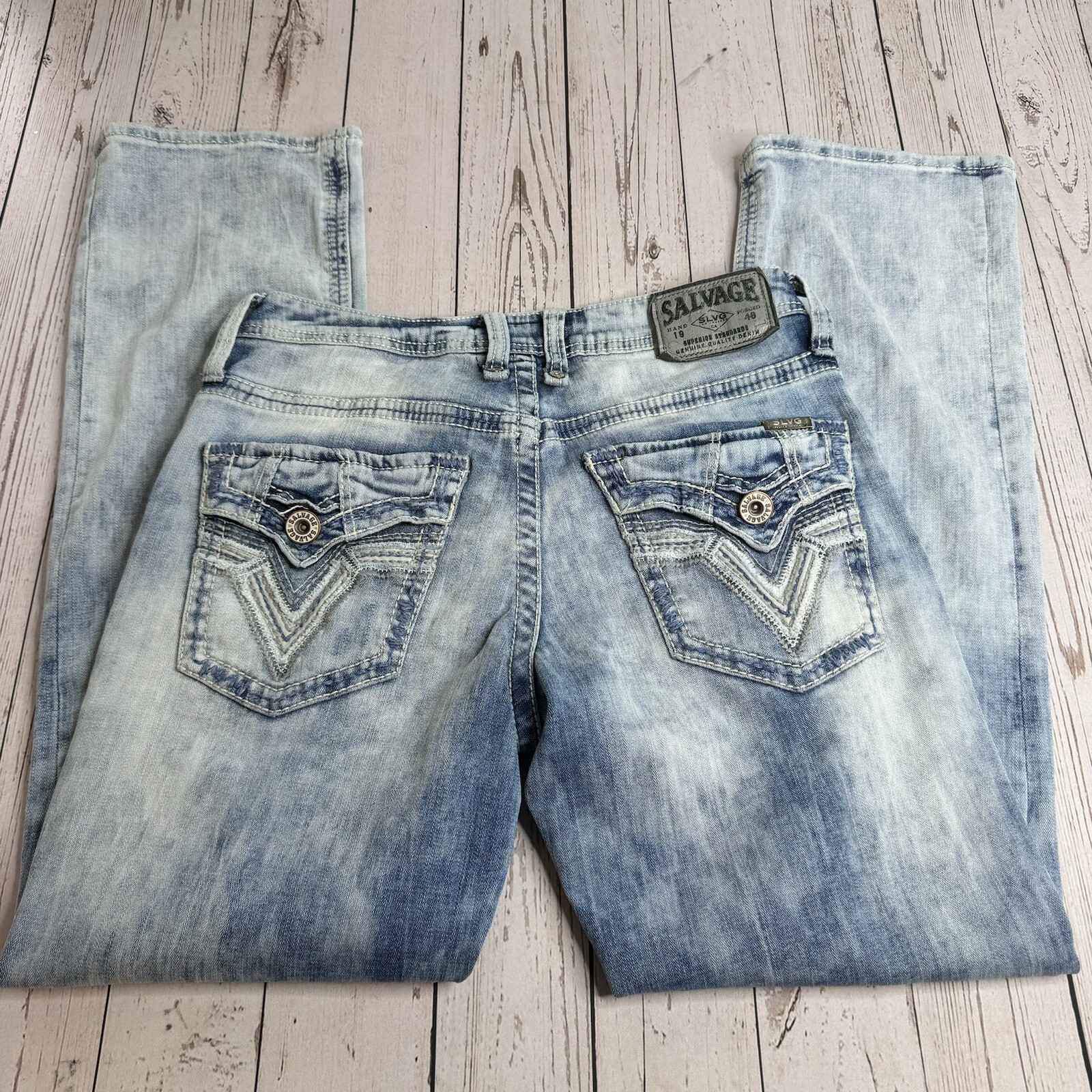Buckle Salvage Jeans Mens 30R Blue Denim Mayhem Regular Bootcut Distressed 30×30