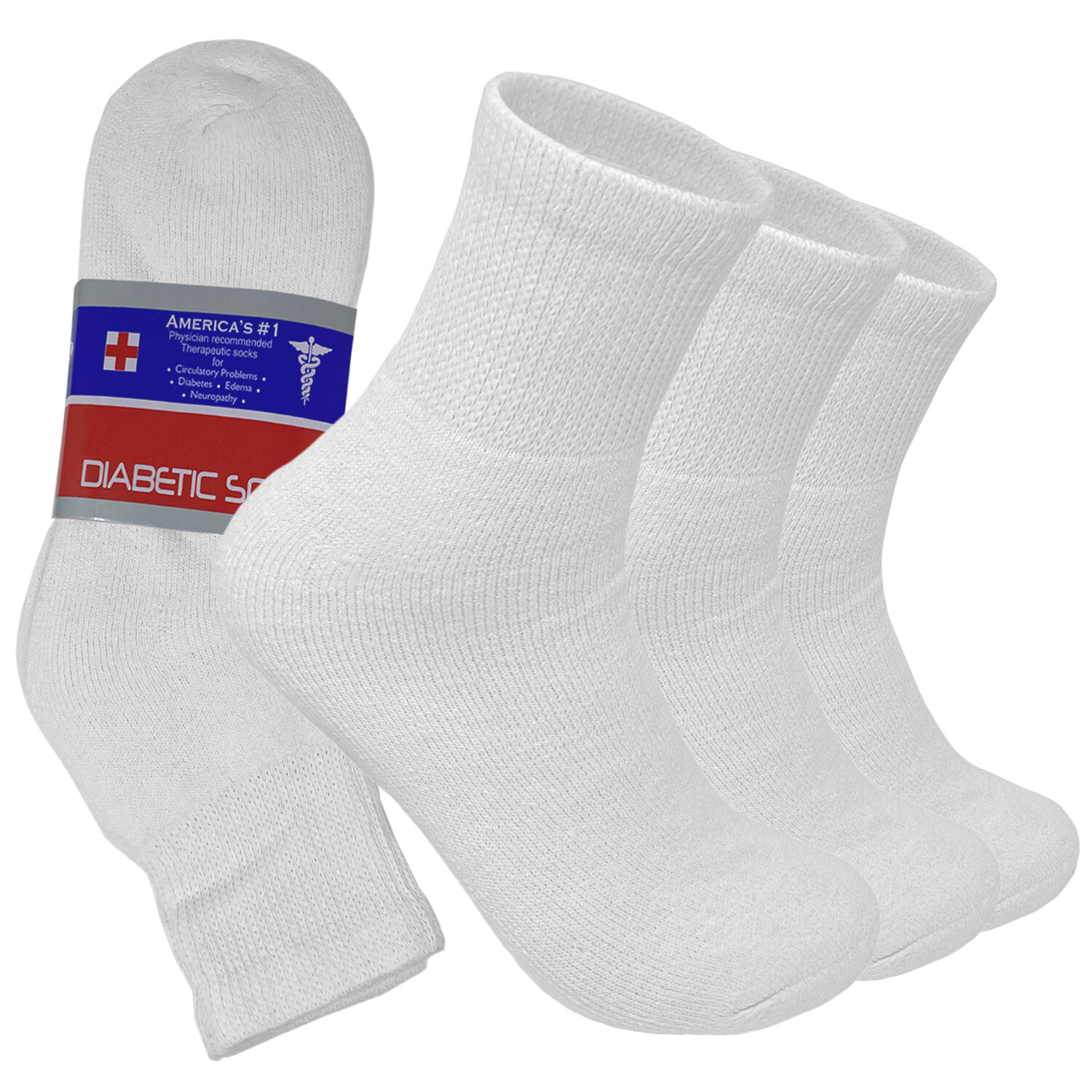 3,6 or 12 Pairs Diabetic Crew Circulatory Socks Health Women Cotton 9 10-15 low
