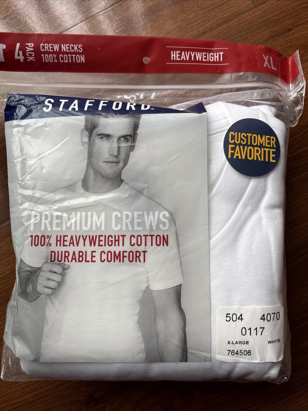 Stafford 4-Pack Men’s Heavyweight 100% Cotton Crew Neck White T-Shirts，Size : XL