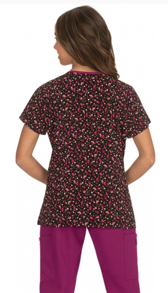 Betsy Johnson Koi Women XS Scrub Top Rose Ditsy Floral Raspberry New Tags Poly
