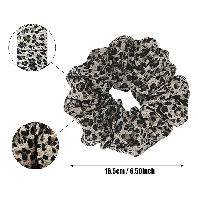 Leopard Scrunchies 6.5 inch Hair Ties Extra Large Elastic Hair Accessories Set 2