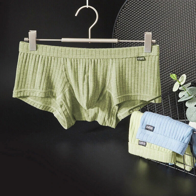 4 PCS Men’s Sexy Underwear Low waist Briefs U Pouch Striped Shorts Underpants US