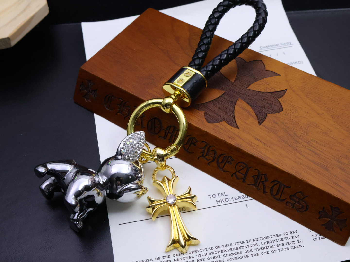 Rabbit Keychain Cross Charm Braided Leather Key Ring Bag Pendant Gift Unisex