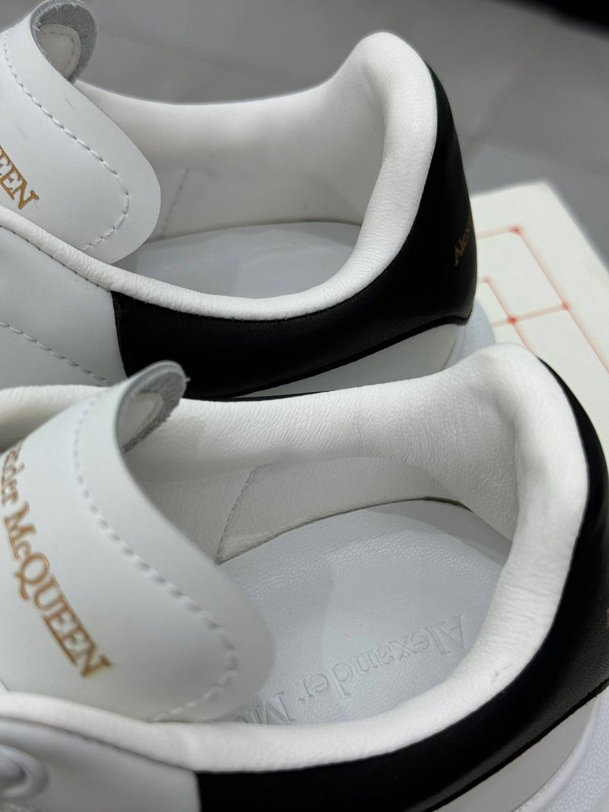 Alexander McQueen Oversized Sneaker White Black Heel Gold Logo Men