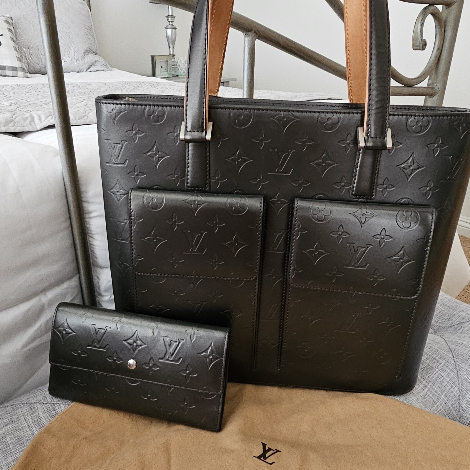 Louis Vuitton Monogram Mat Wilwood Tote Bag and Tri-fold Wallet