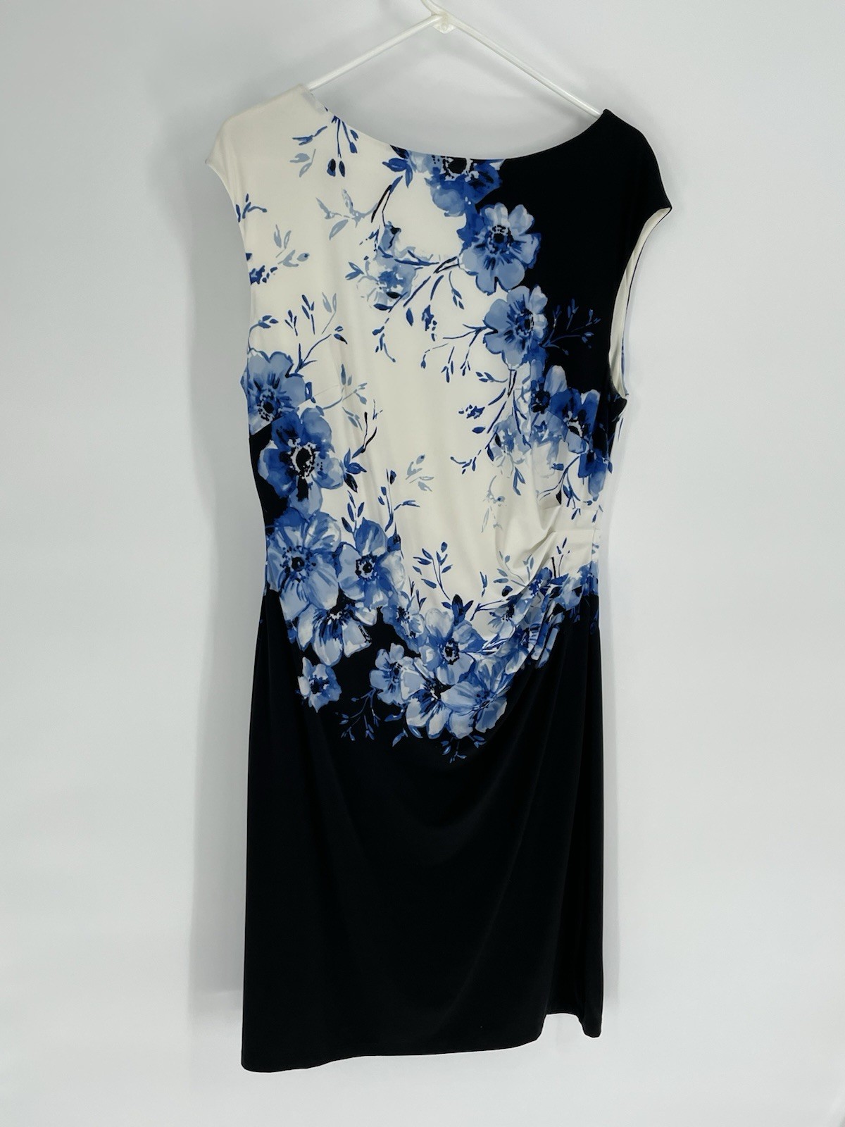 LAUREN RALPH LAUREN Womens Size 16 Lined Blue Floral Print Wear to Work Dress