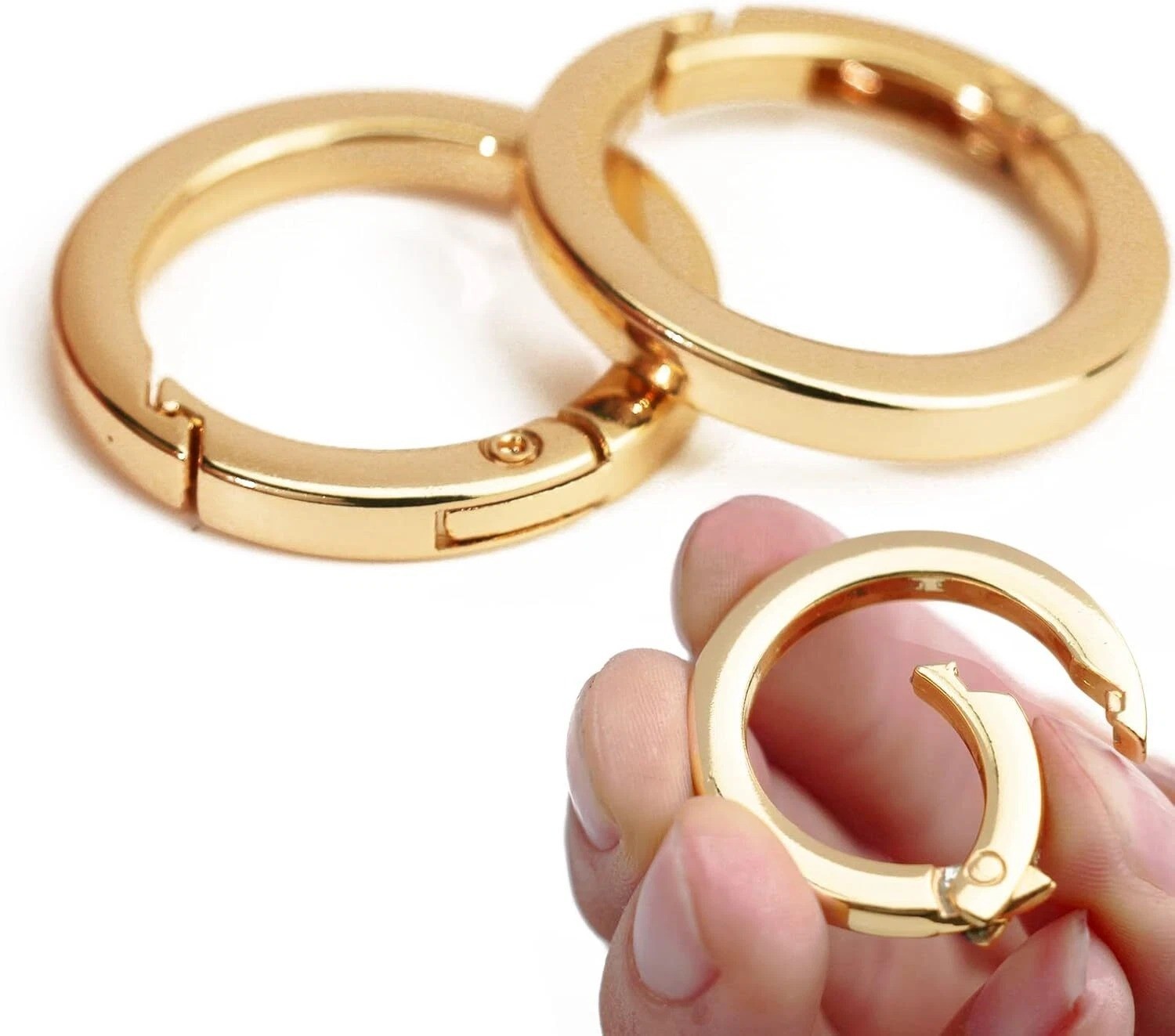 2 Pcs O Ring for Purse Strap,1 inch Spring Rings for Handbag & Keys, 1 Inch Gold