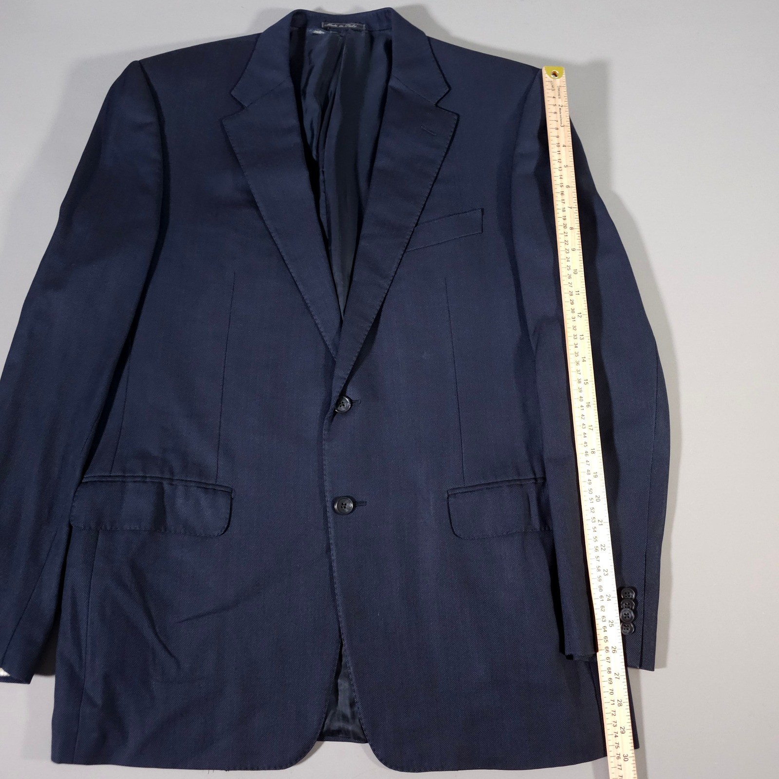 Corneliani Suit Men 44/54L Navy Blue Virgin 110 Wool Pleated Pant Made in Italy