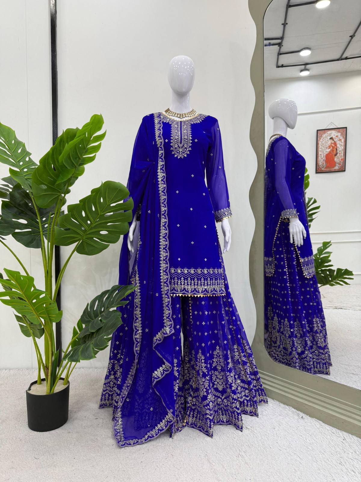 INDIAN SALWAR KAMEEZ PAKISTANI WEDDING PARTY DRESS WEAR BOLLYWOOD SUIT SHARARA