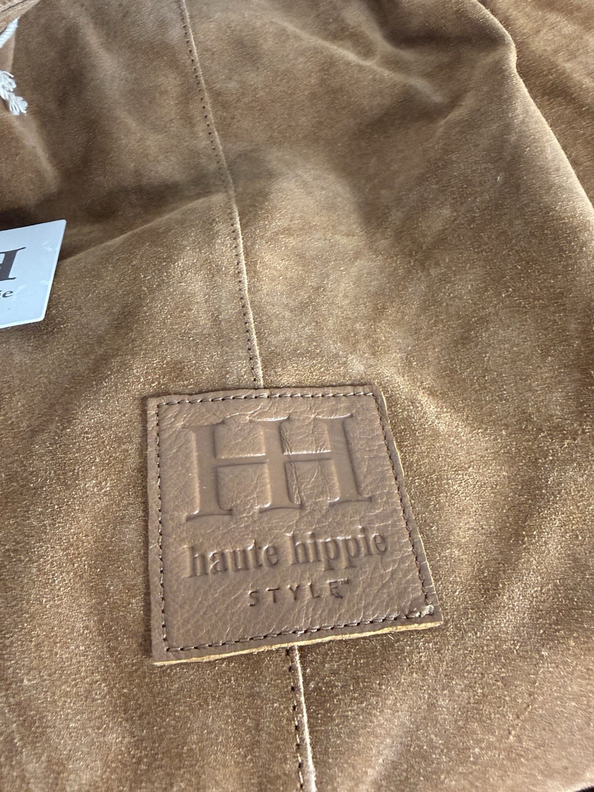 Haute Hippie Brown Cinched Tote Bag Gold Hardware Magnetic Closure, Zip Pouch