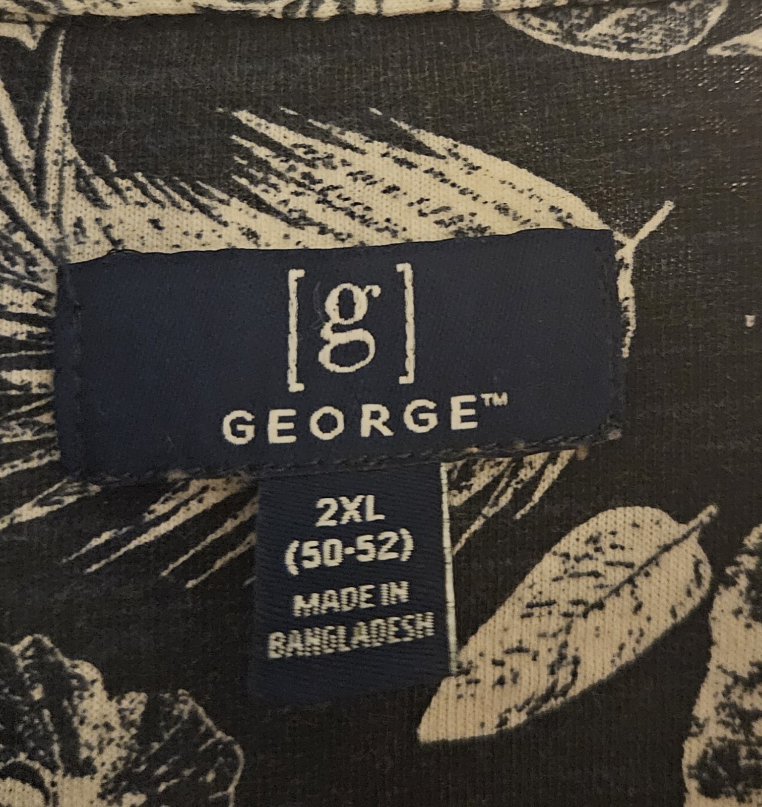 George Hawaiian Floral Button-Up Point Collar Blue/White Men’s 2XL Big & Tall