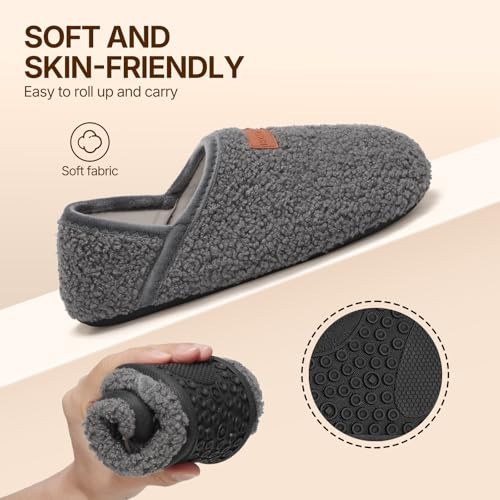 Womens Slipper Socks Indoor Bedroom Travel 9.5-10 Women/8-8.5 Men Grey