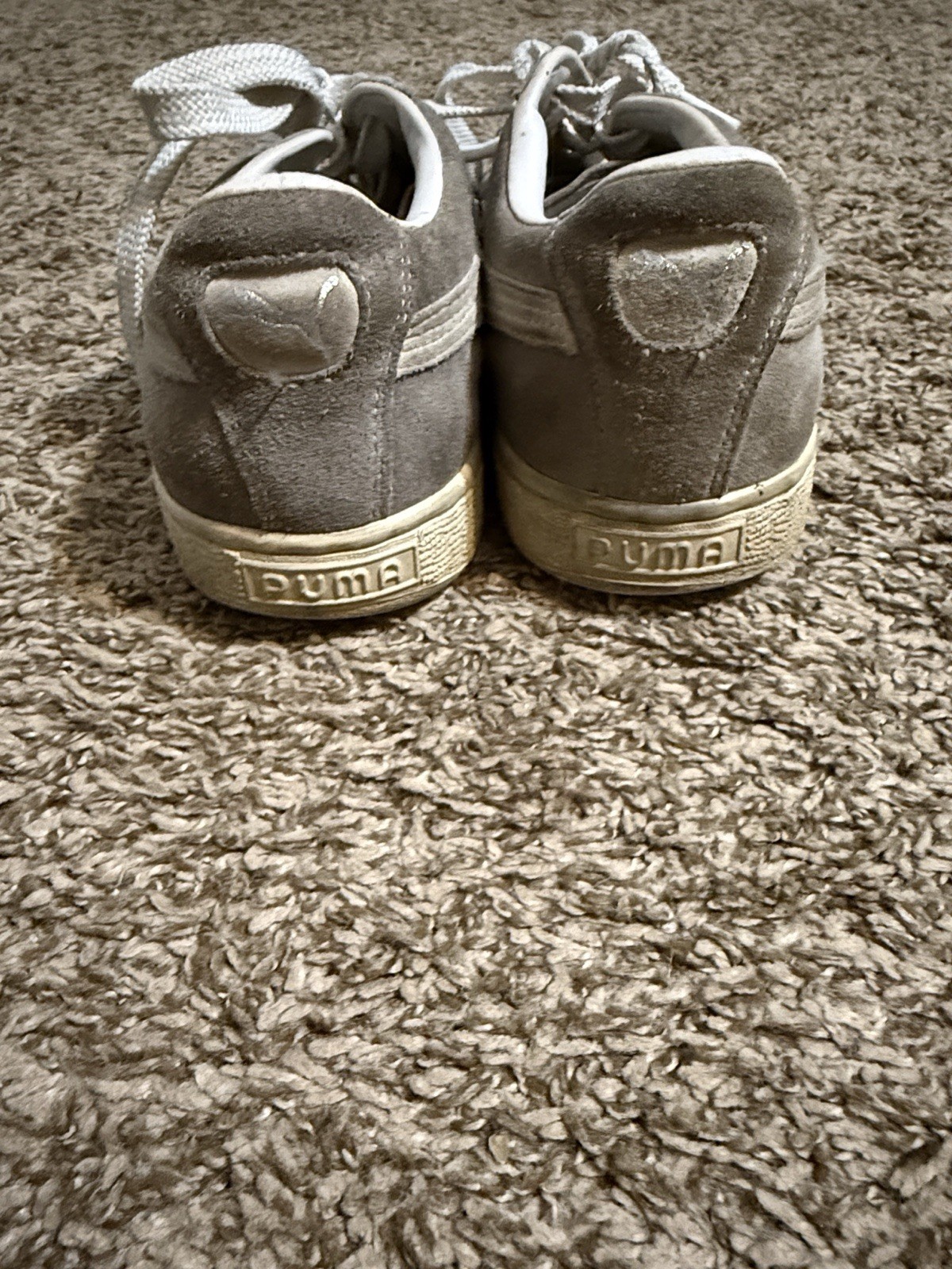 PUMA Men’s Low Top Lace Up Gray/White Suede Athletic Sneakers