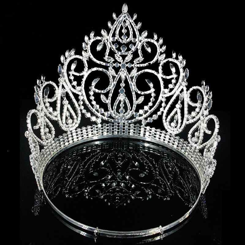 17cm Tall Crystal Huge Tiara Crown Wedding Bridal Queen Princess Prom Adjustable