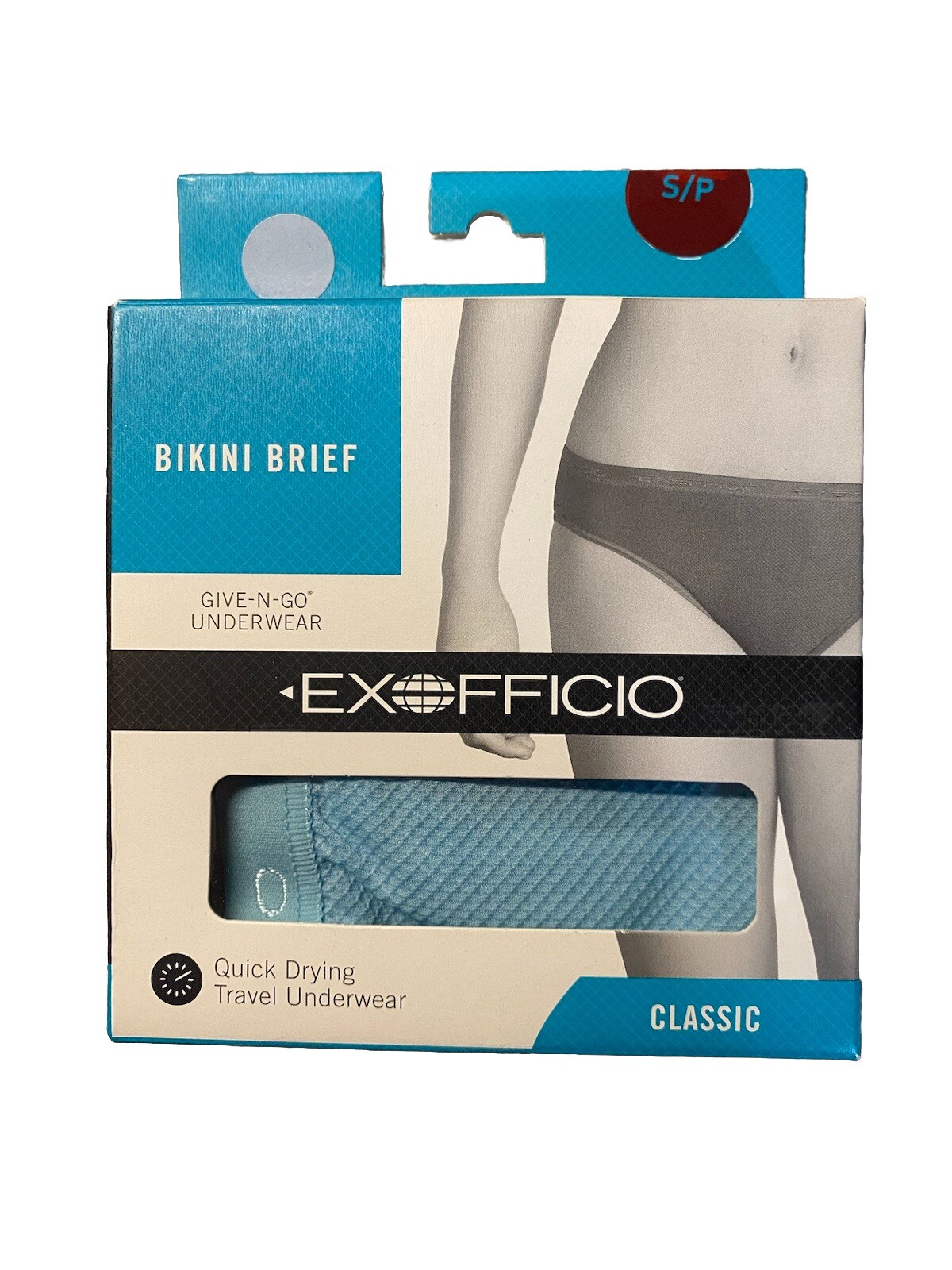 ExOfficio Women’s Give-N-Go Bikini Briefs – Size S Air Blue Turquoise NIB
