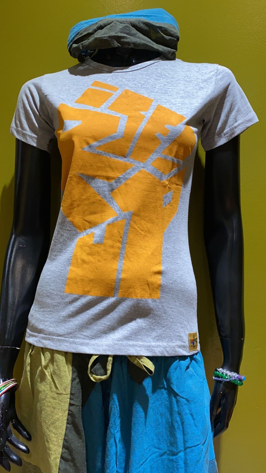 Rise Up! Fist Painted Tee: 100% Organic Cotton T Shirt for Women: XS