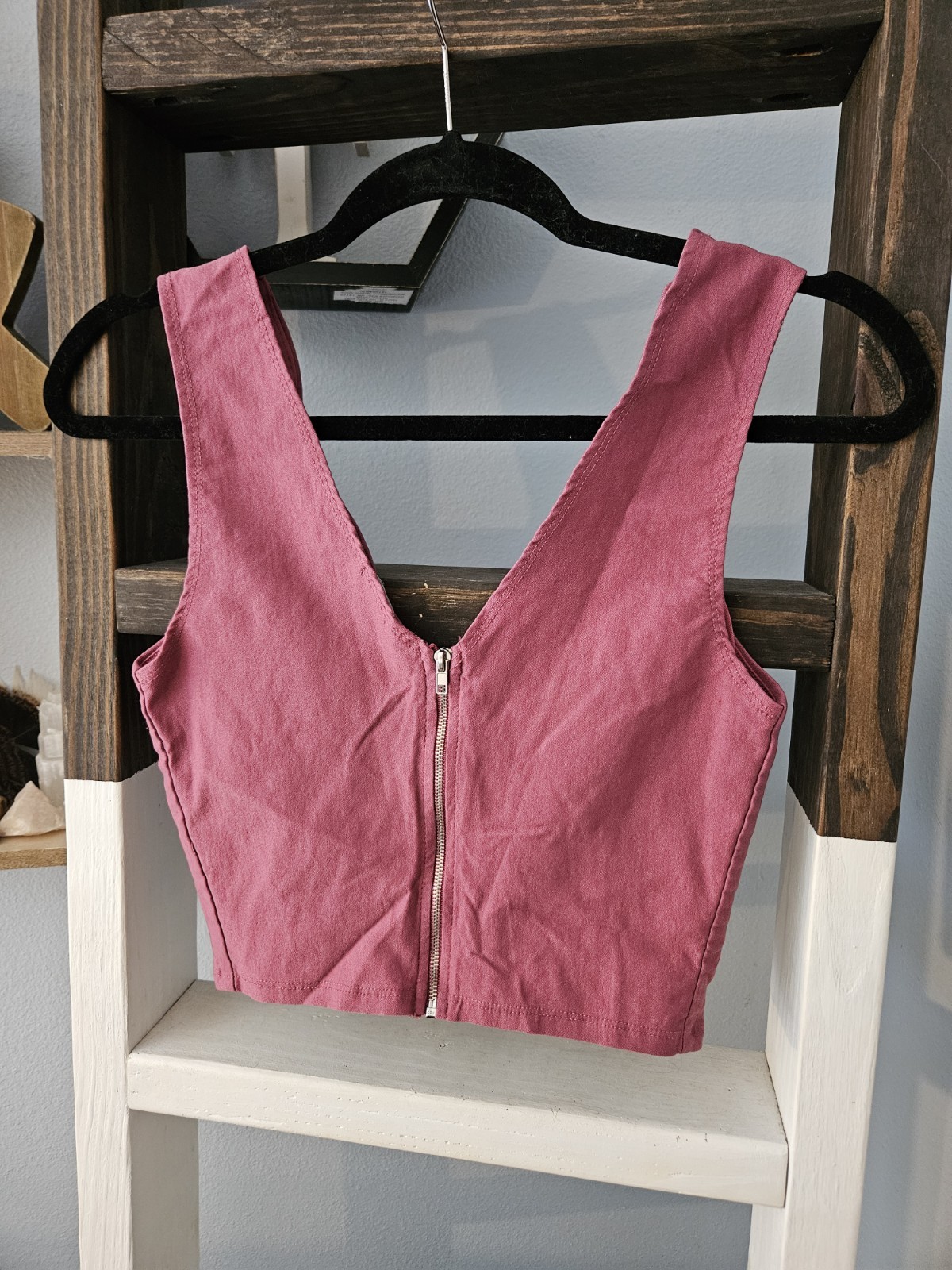 Vintage Charlotte Russe 2000s Y2K Pink Cropped V-Neck Corset Style Vest Top M