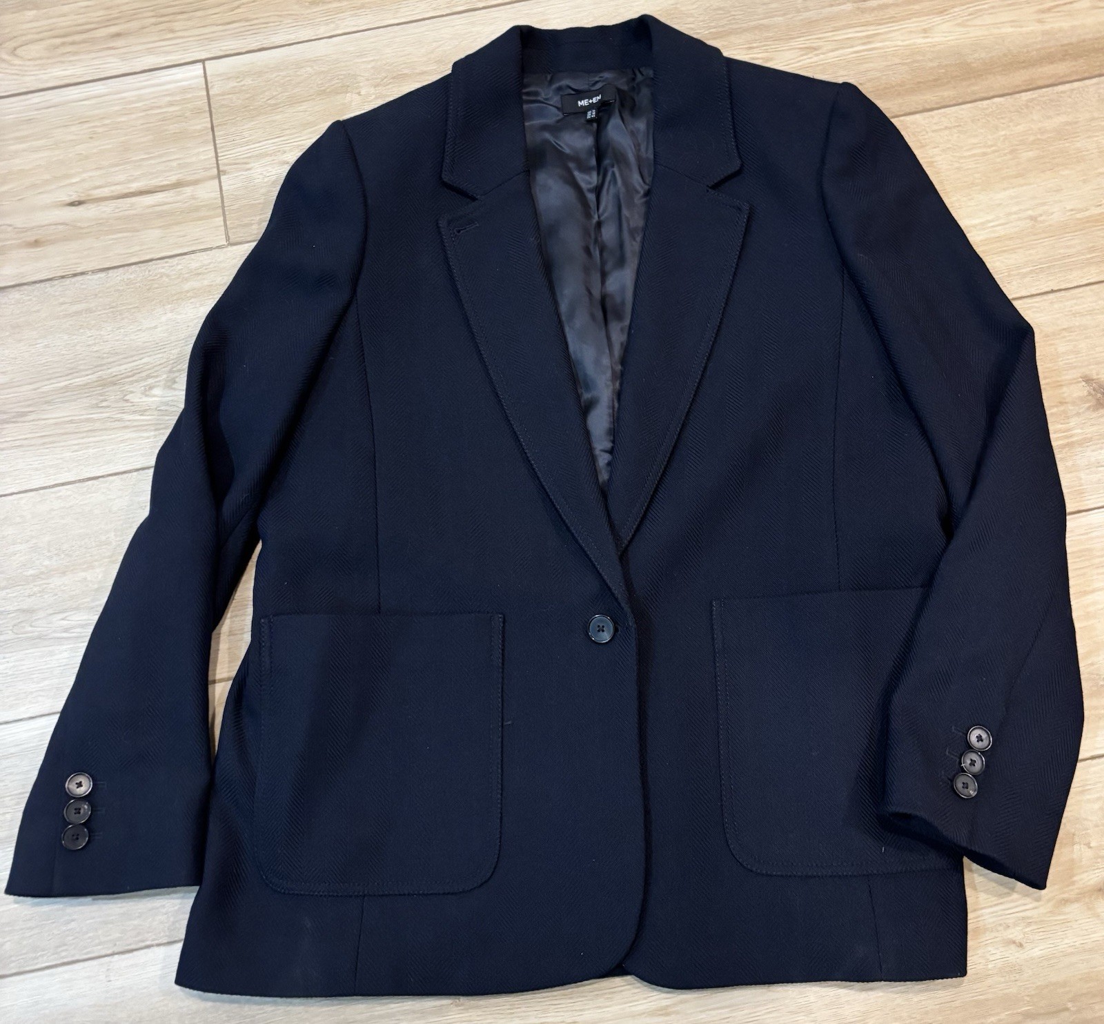 ME+EM Navy Blue Blazer Oversized Soft Structure Tailoring Jacket US 12 UK 16