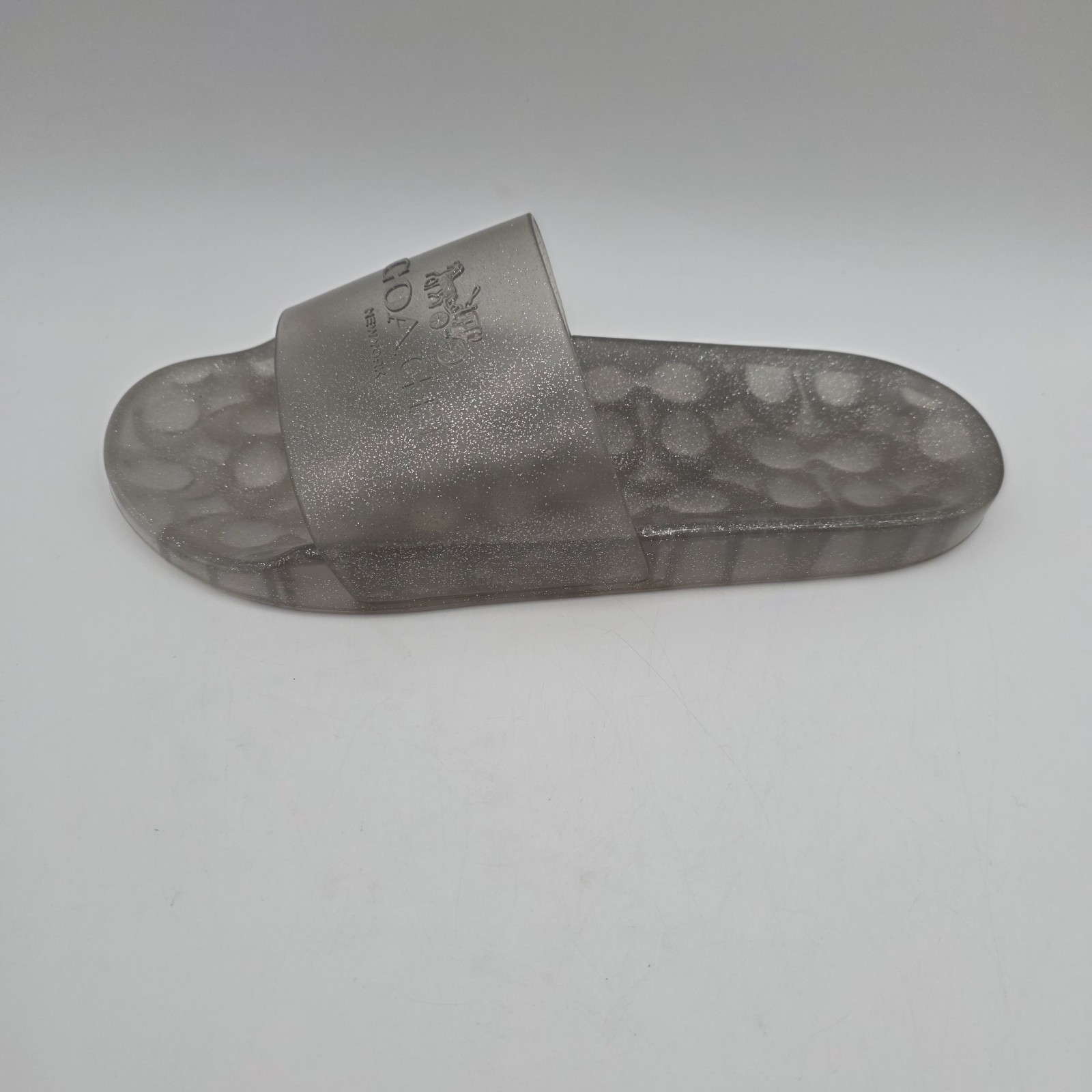 Coach Ulyssa Jelly Clear Slides glitter accent in about a size 10 – 10.5