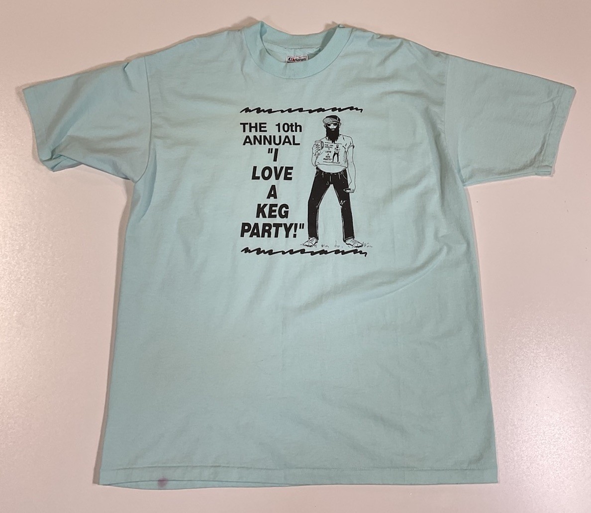 Vintage Keg Party T Shirt Sz L/XL Single Stitch USA Hipster Funny Beer 80s