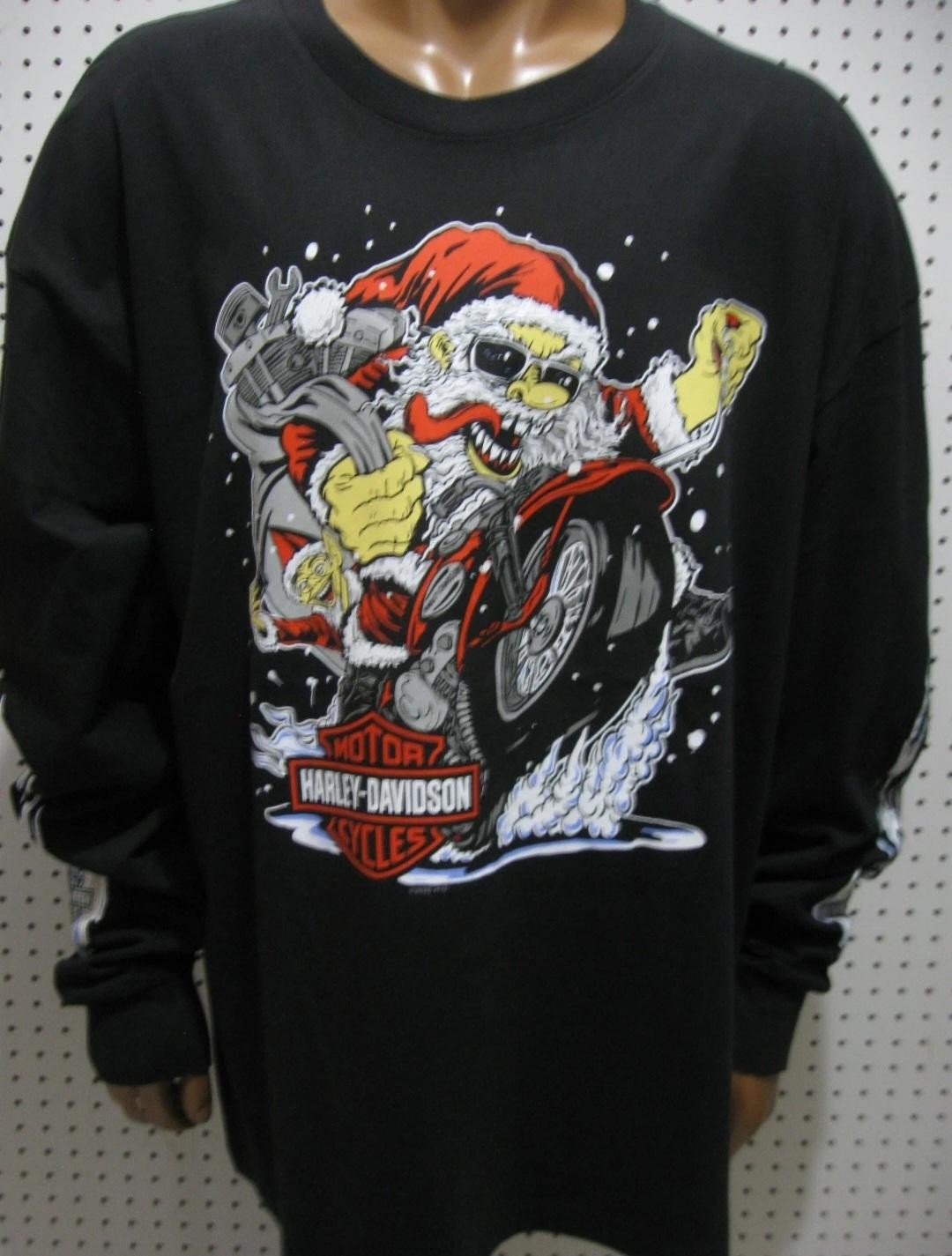 5X NWT Men’s Harley Davidson Speed Santa Long Sleeve Tee Shirt Defect