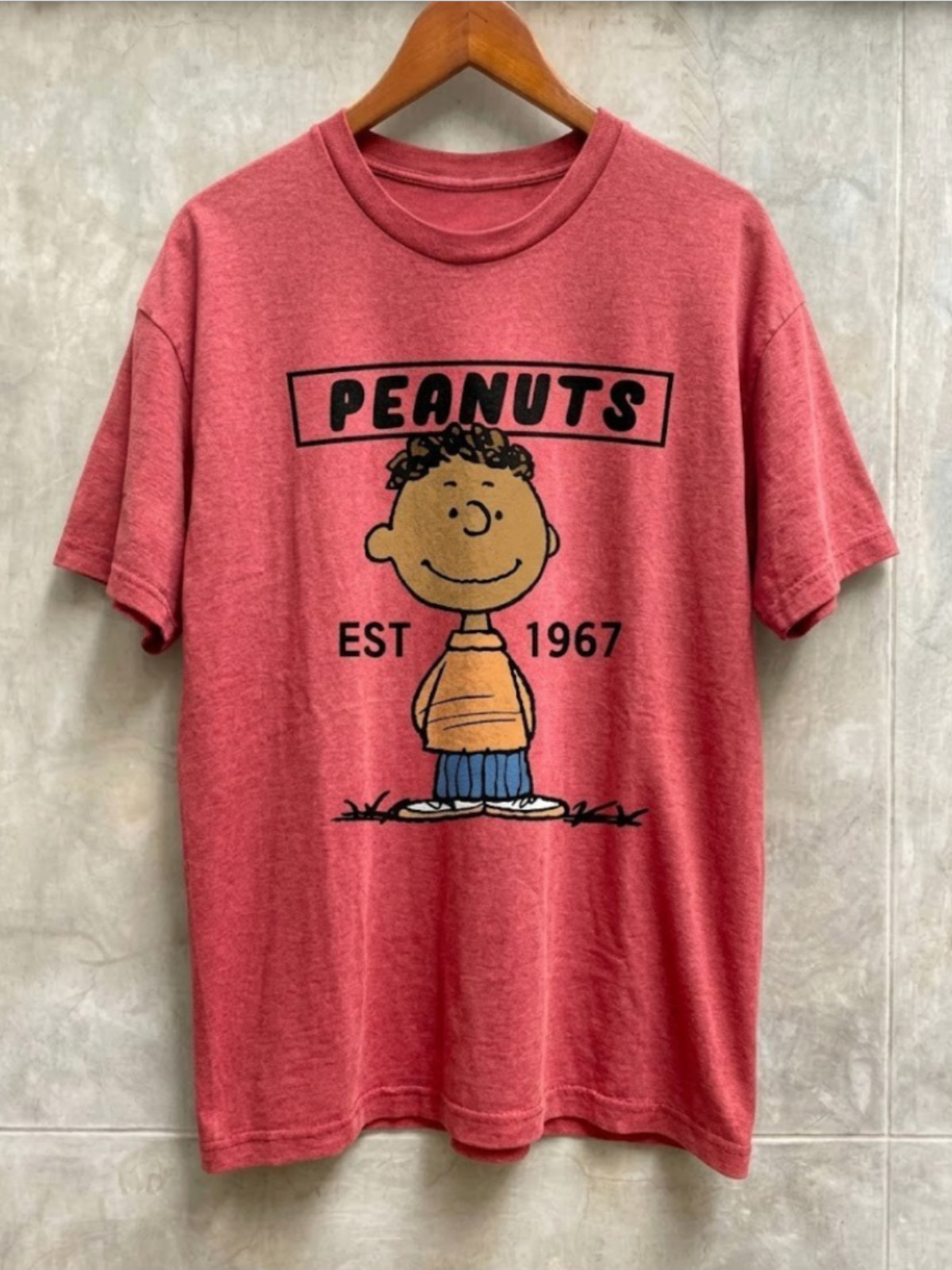 Peanuts Franklin Est 1967 Graphic T-Shirt Vintage Style Red Heather Mens