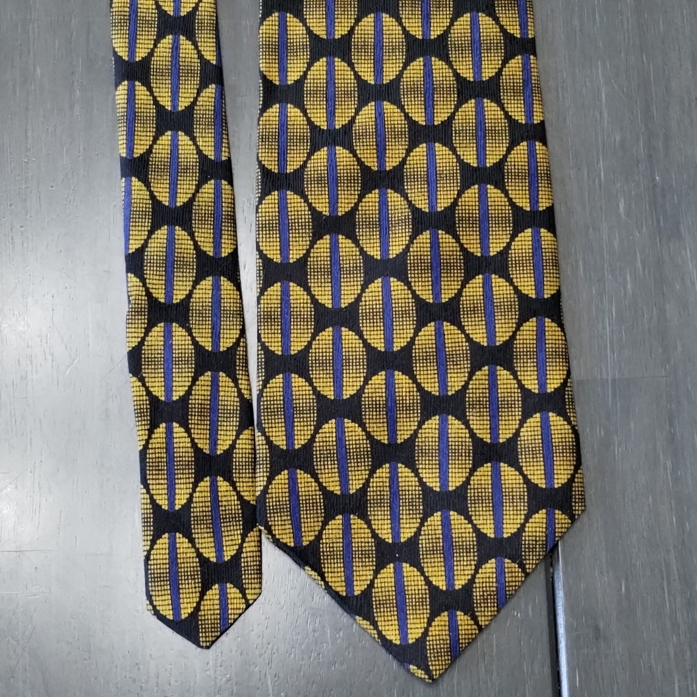 Zylos George Machado Silk Geometric Tie Black Gold Blue Classic 57″-60″