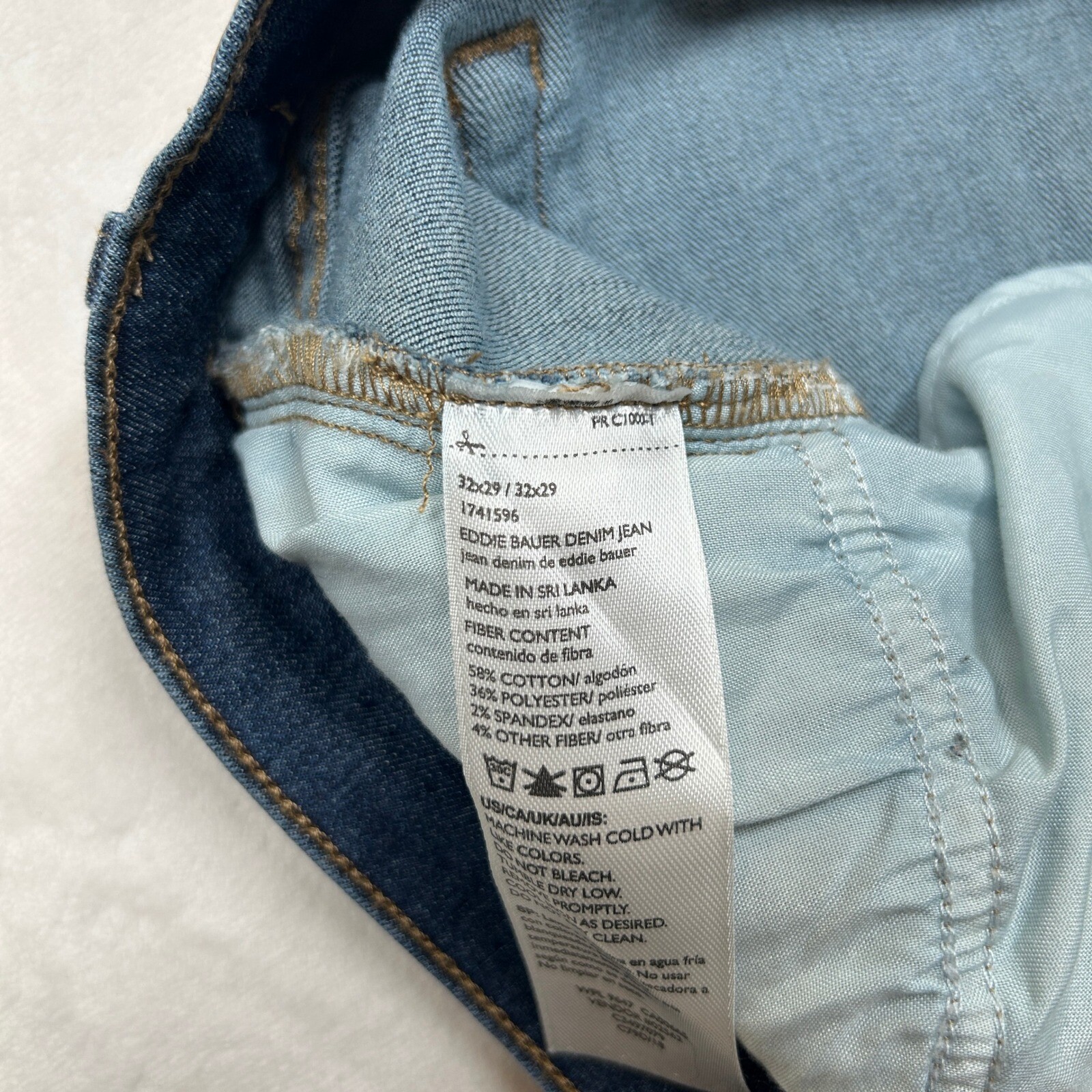 Eddie Bauer Denim Jeans Mens 30×29 (Tag 32×29) Blue Dark Wash Straight Fit