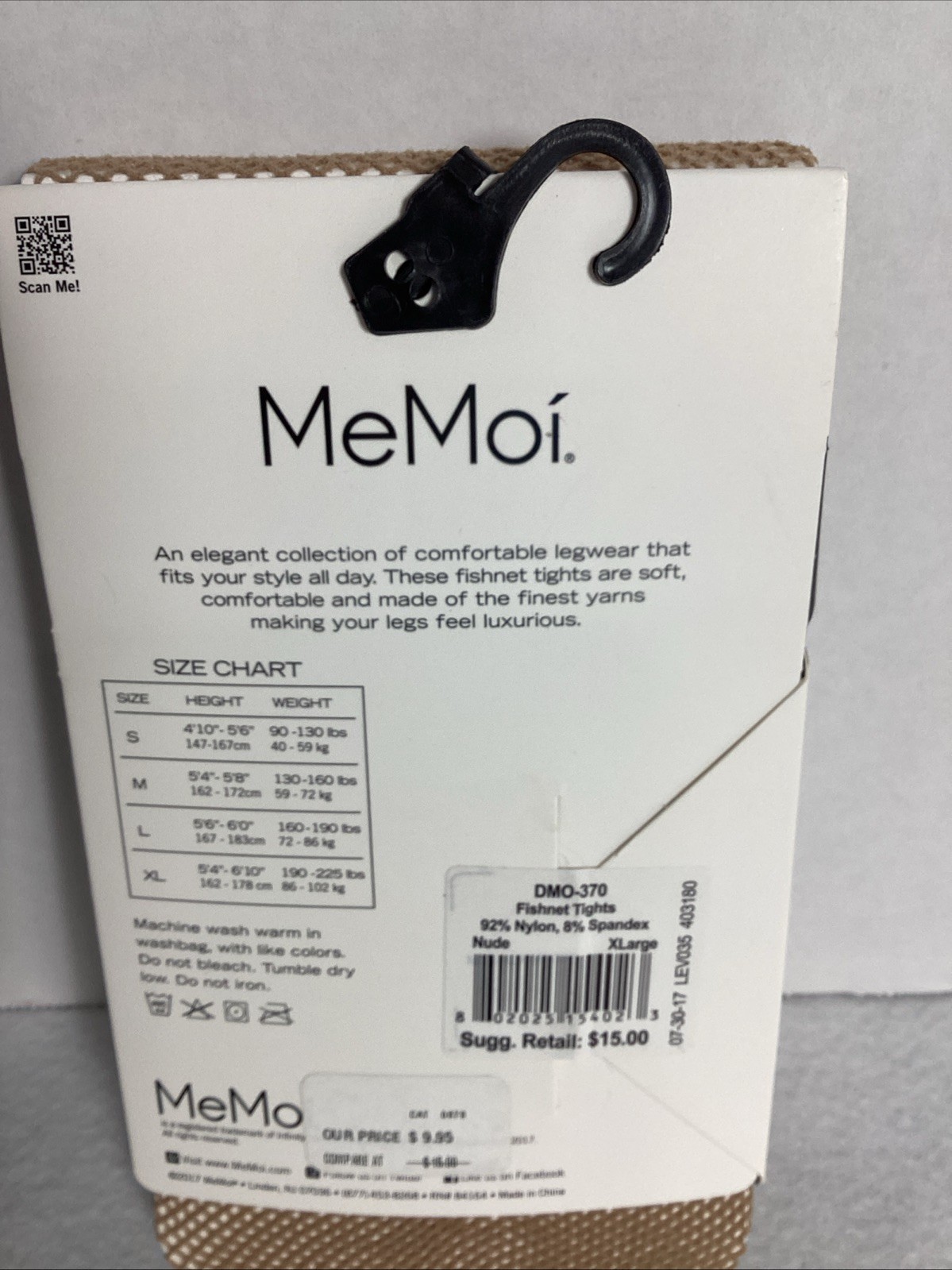 MeMoi Nude Fishnet Tights Size XL 92% Nylon 8% Spandex NEW