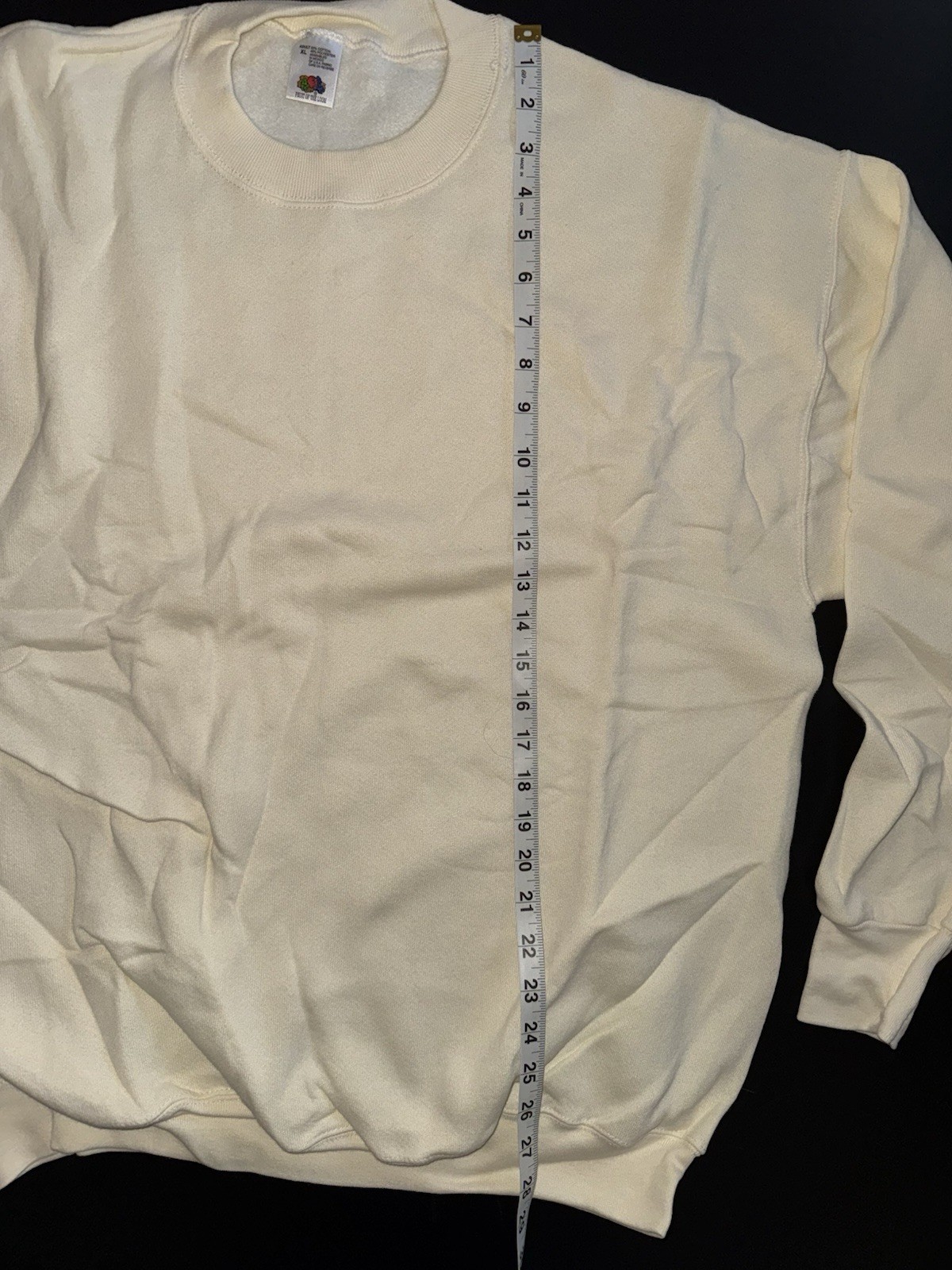 Vintage NOS 90’s Large Ivory Fruit Of the Loom Blank Set In Sleeve Sweatshirt