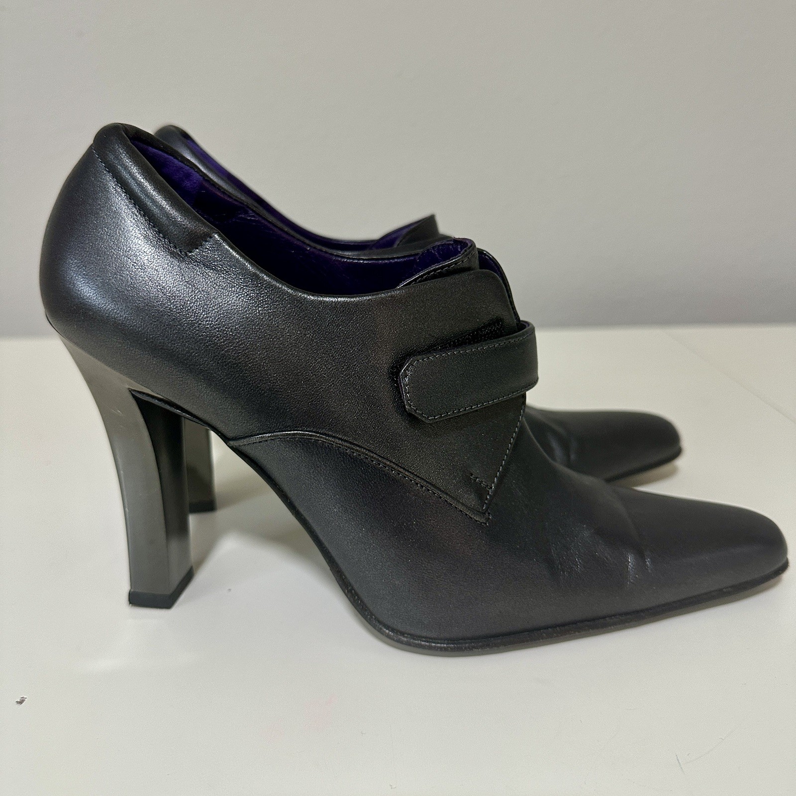 Ralph Lauren Heeled Mary Jane Leather Heels Pumps Shoes Black Size 8.5