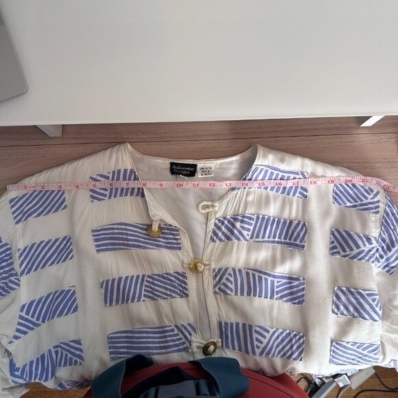 Nativewear Designs Cropped Jacket Casual Medium White Blue Boho Retro Summer