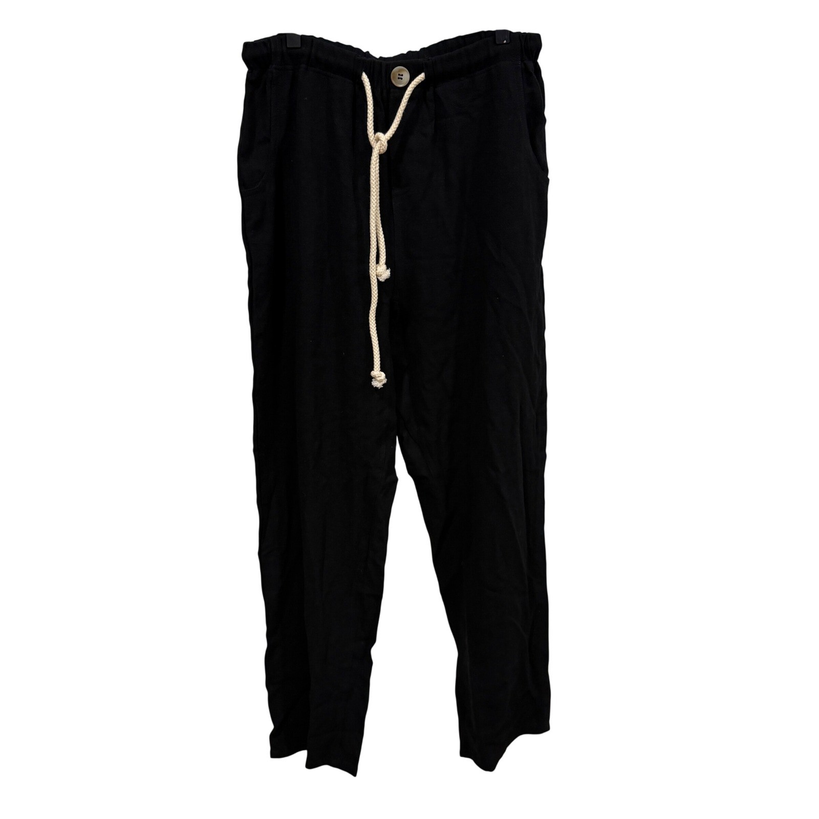 Talulah Black Viscose Hemp Blend Drawstring Relaxed Pants Large S21627