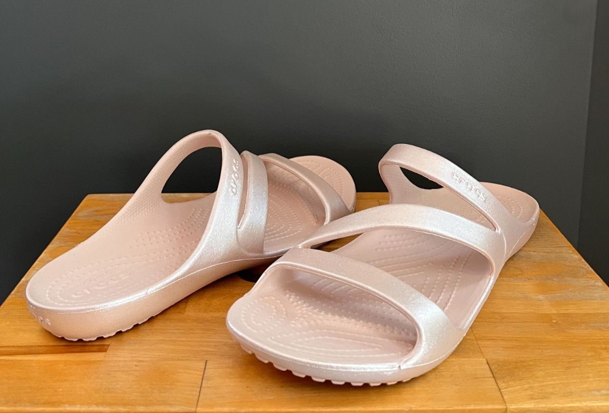 Crocs Women Quartz (Pinkish) Kadee II Shimmer Slide Sandals US 9 NWT