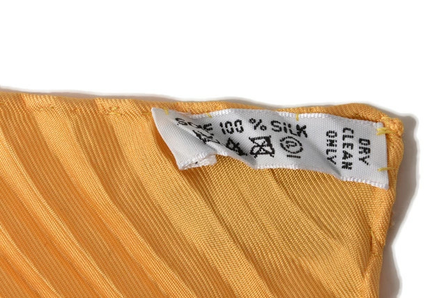 HERMES Pleated Silk Twill Shawl Scarf Orange Multicolor 19.7×51.2in Box Included