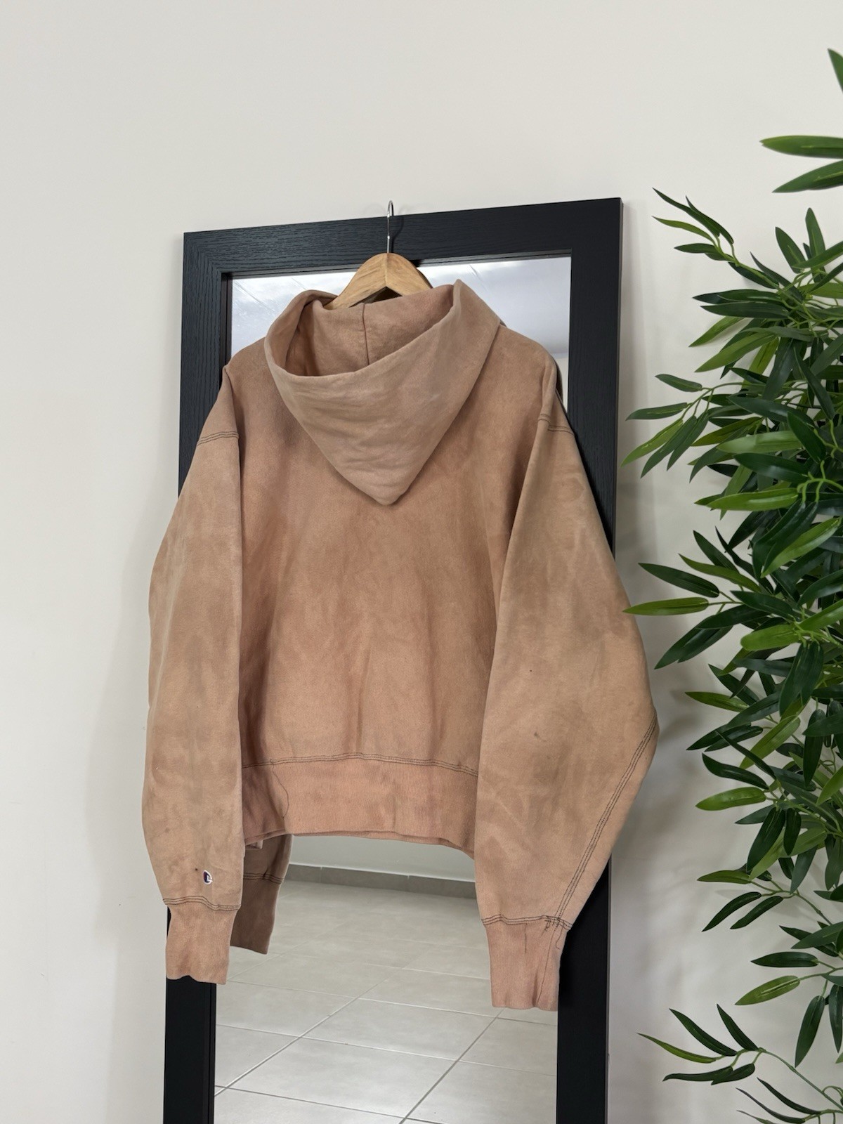 Vintage Champion Reverse Weave Hoodie Mens XL Beige 90S Pullover Sweatshirt USA