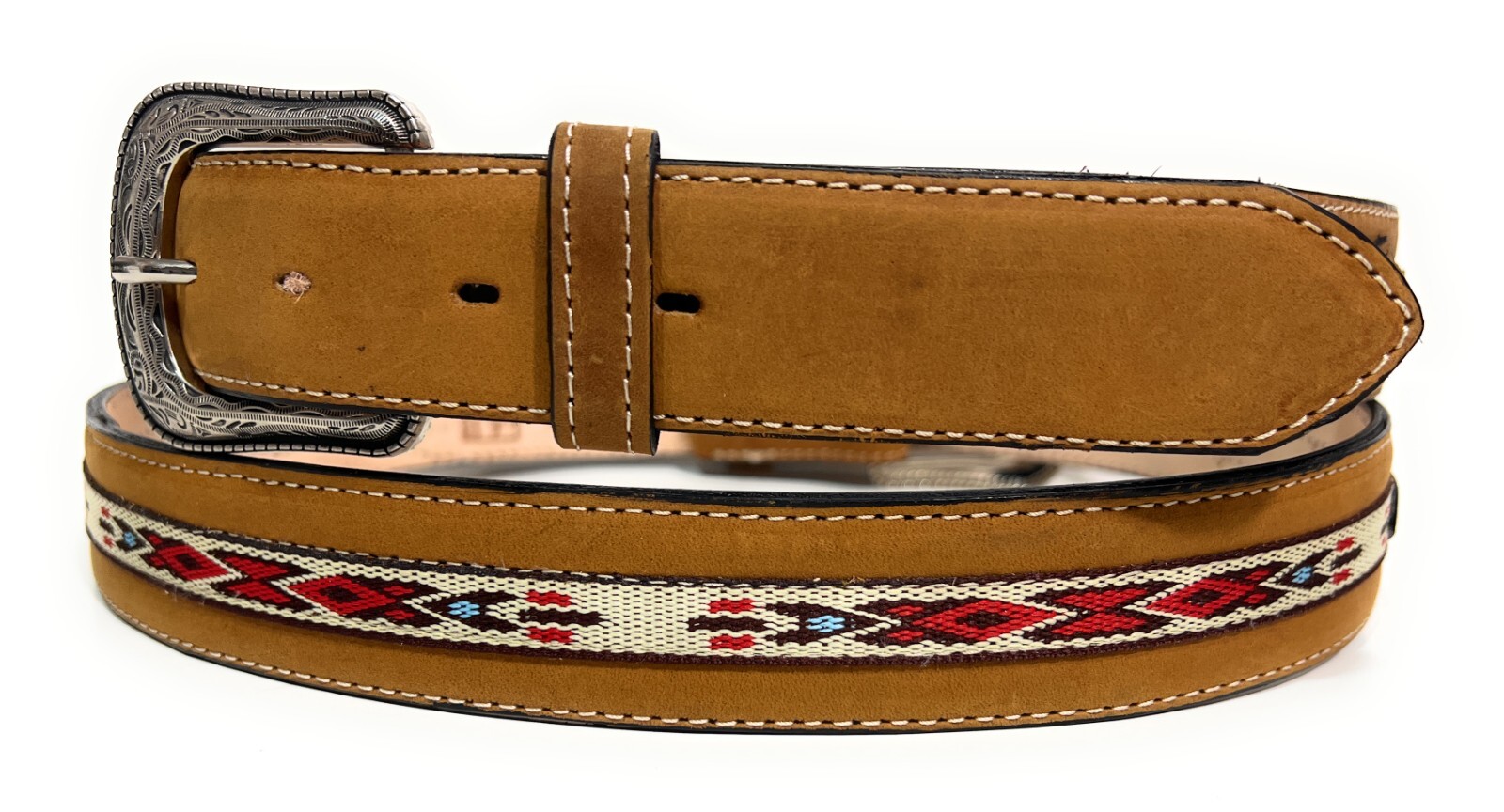 MEN’S WESTERN LEATHER BELT. SADDLE HORSE SOUTHWESTERN STYLE COWBOY RODEO BELT