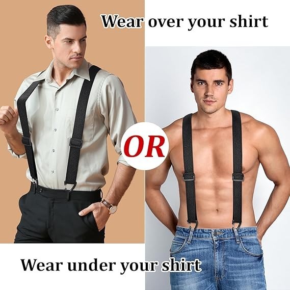 Heavy Duty Elastic Suspenders for Men Trouser Pants Braces Strap Work Belt