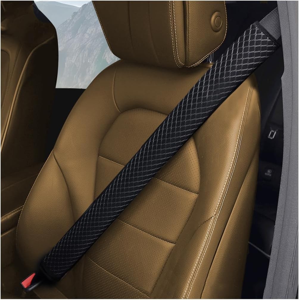 Extra Long Car Seat Belt Cover, 2PCS Soft Vehicle Seatbelt Should Color: Black