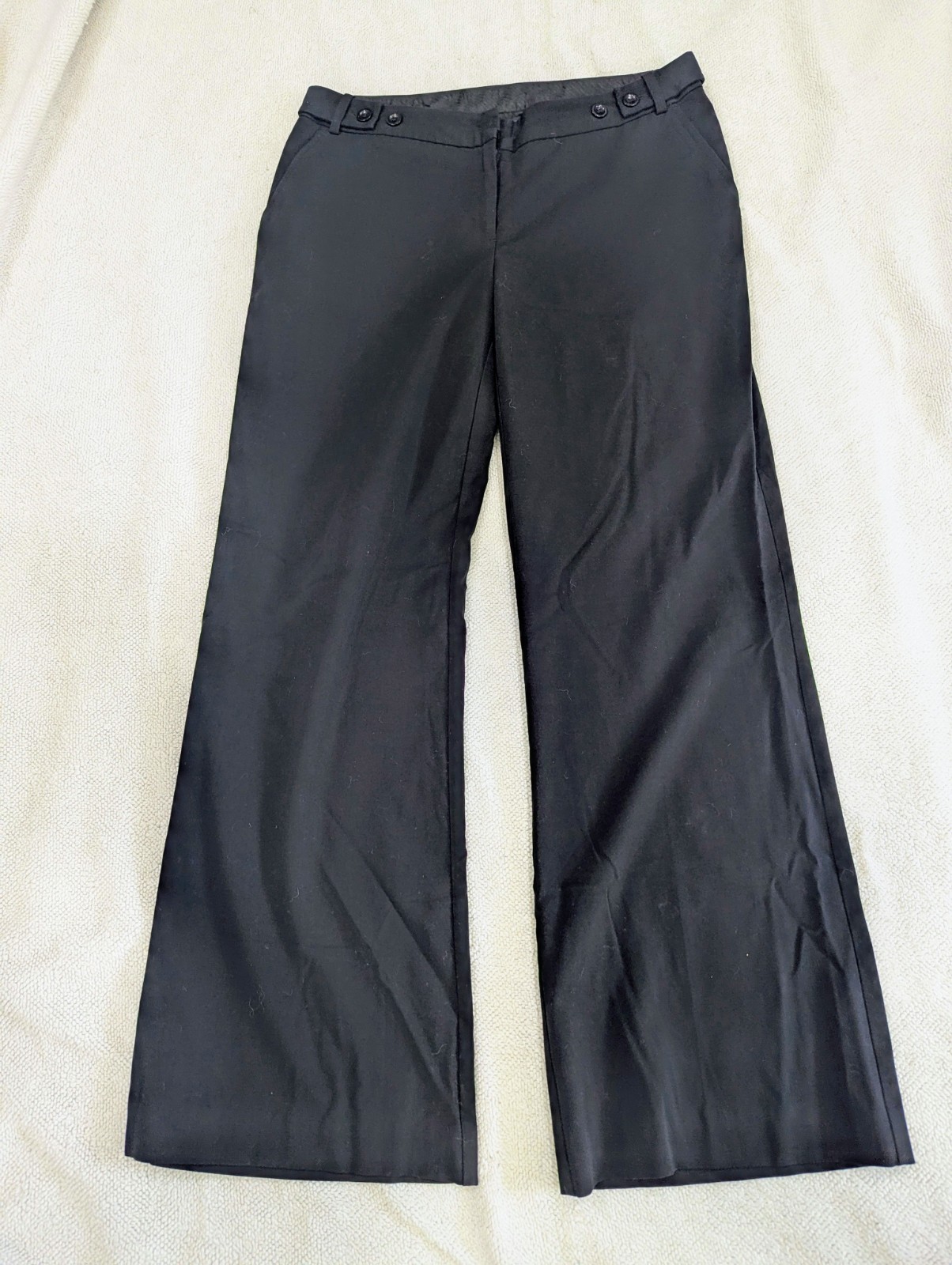Worthington Women’s Petite Black Flat Front Dress Pants Solid Zip Button Stretch