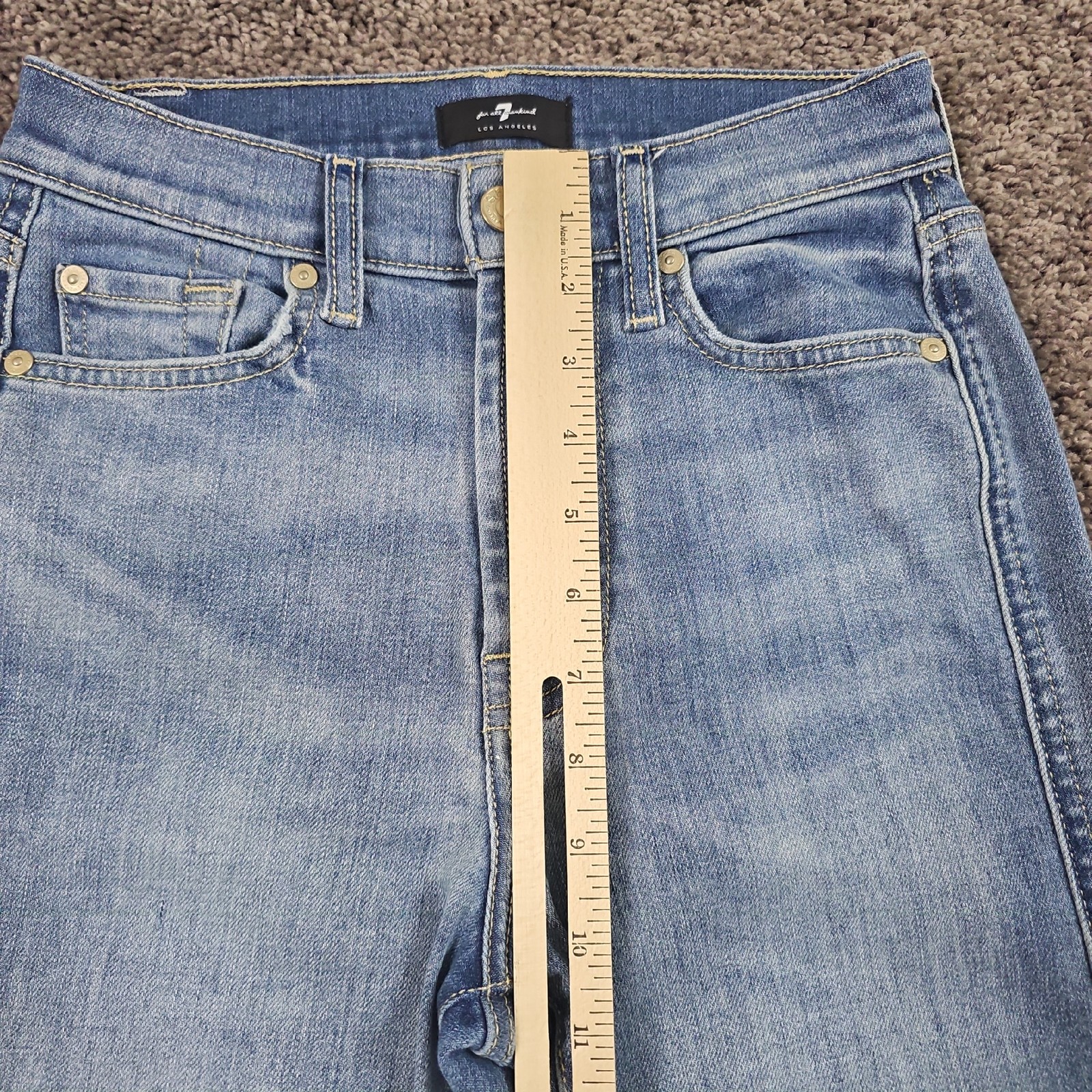 7 For All Mankind Jeans Womens 24 Cropped Straight Light Wash High Rise 23×26