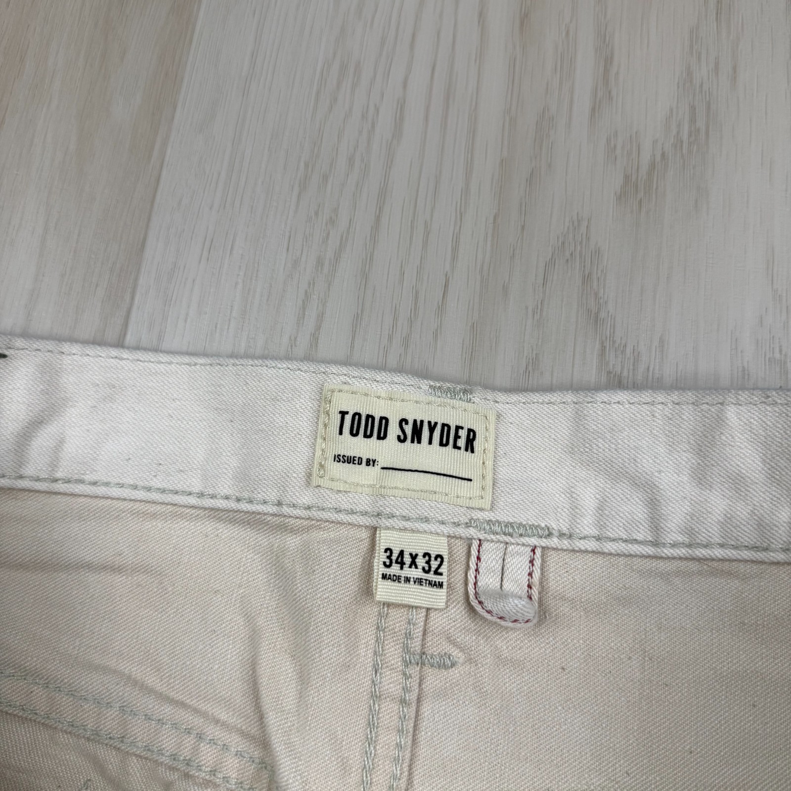 Todd Snyder Mens Cream Classic Fit Selvedge Denim Straight Jeans Size 34×32