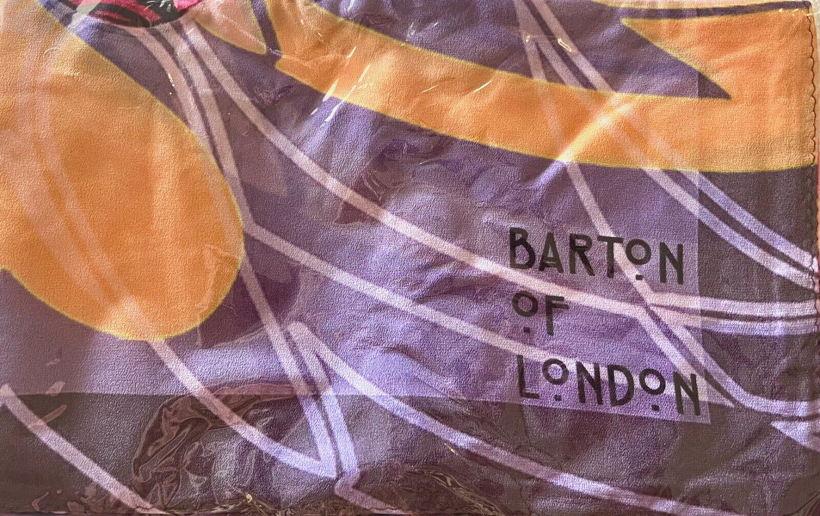 SILK HUGE Designer Scarf NEW Barton London Butterfly Citrus/Orange/Tan 64″X 25″
