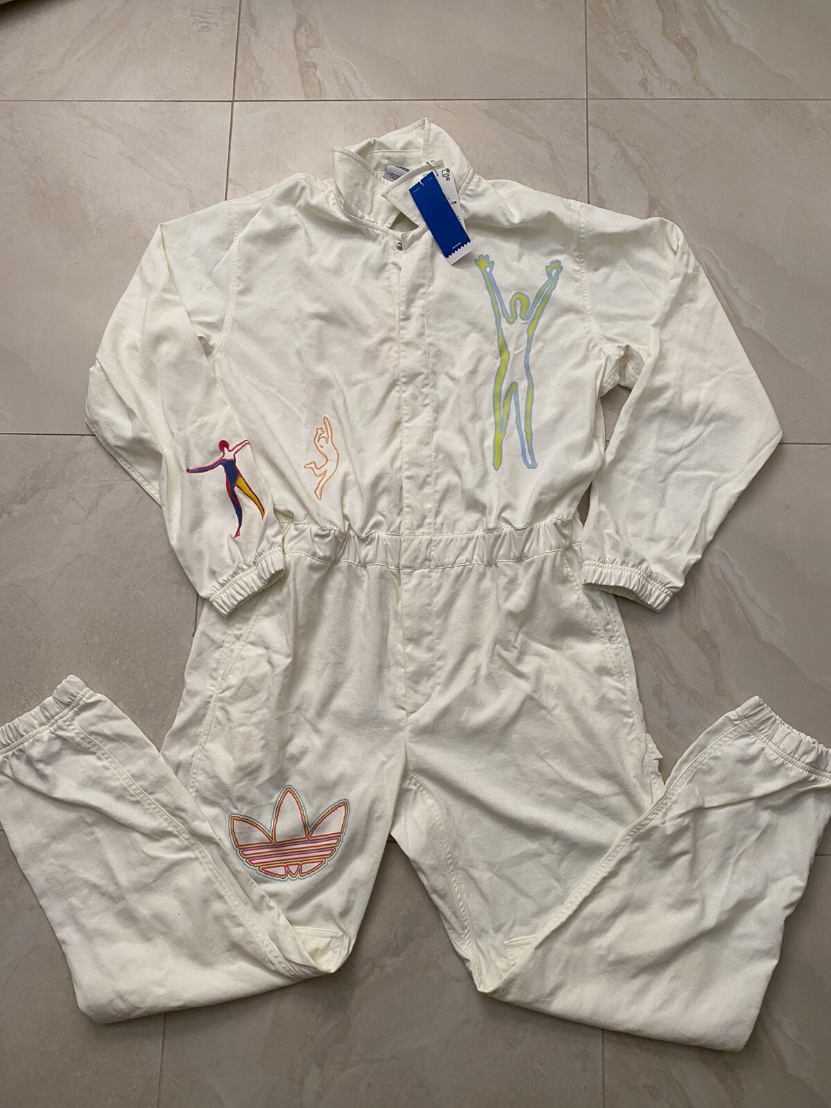 Adidas Love Unites Gender Neutral White Canvas Jumpsuit LGBTQIA Size L H43972