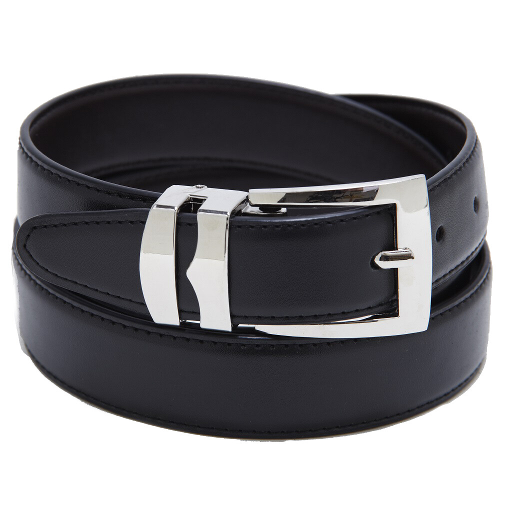 Men’s Belt Reversible Bonded Leather Belts Silver-Tone Buckle Over 20 Colors