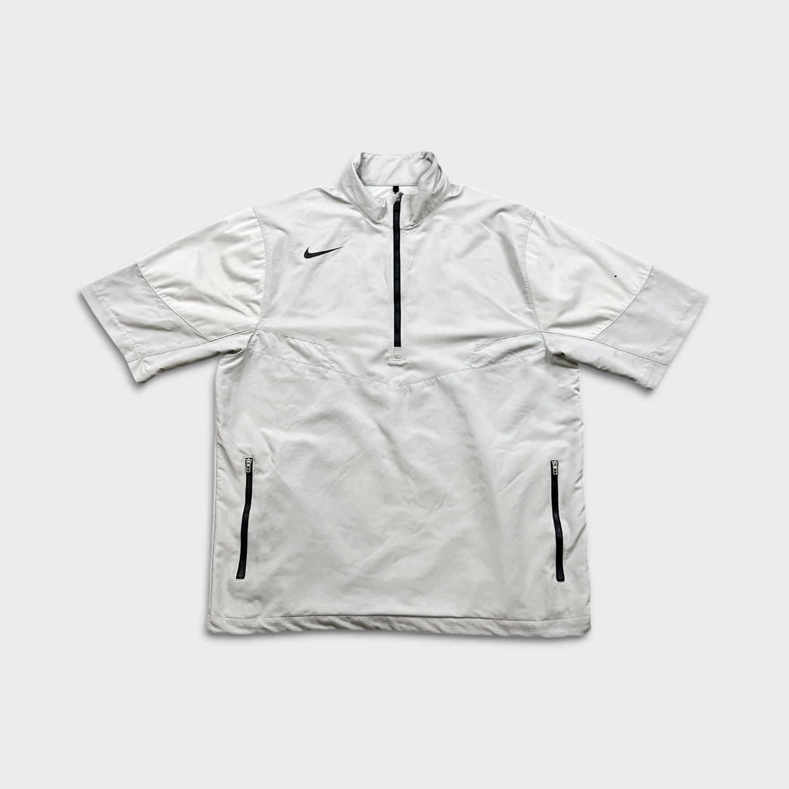 Nike Golf Jacket Mens Large Grey Sportswear 1/2 Zip Lightweight Short Sleeve