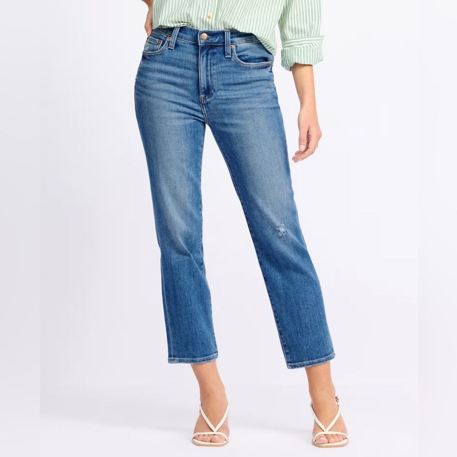 Pistola Jeans Monroe Crop High Rise Cigarette Jean Blue Denim Size 28