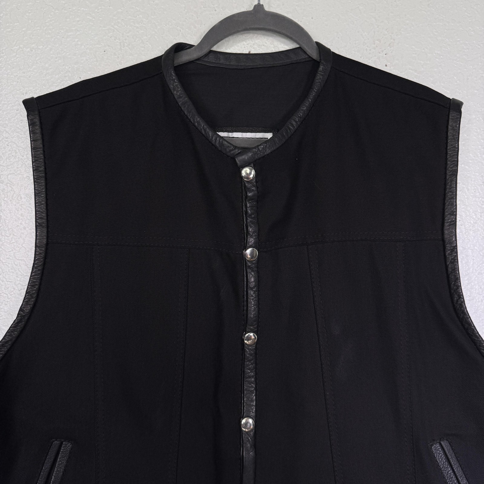 Espinozas Leather Mens Large Vest Snap Button Biker Motorcycle Lace Up Sides