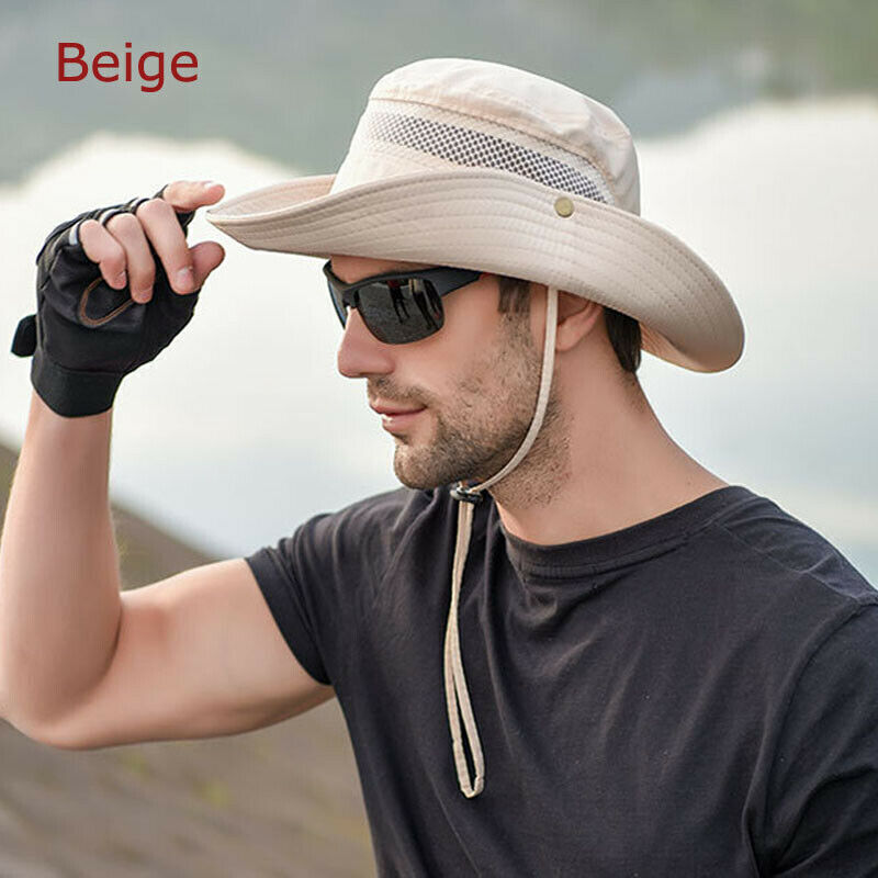 Wide Brim Sun Hat UV Protection Bucket Cap For Hiking Camping Fishing Safari Men